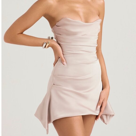 House of CB Jasmine Oyster Draped Strapless Corset Dress - Picture 6 of 7